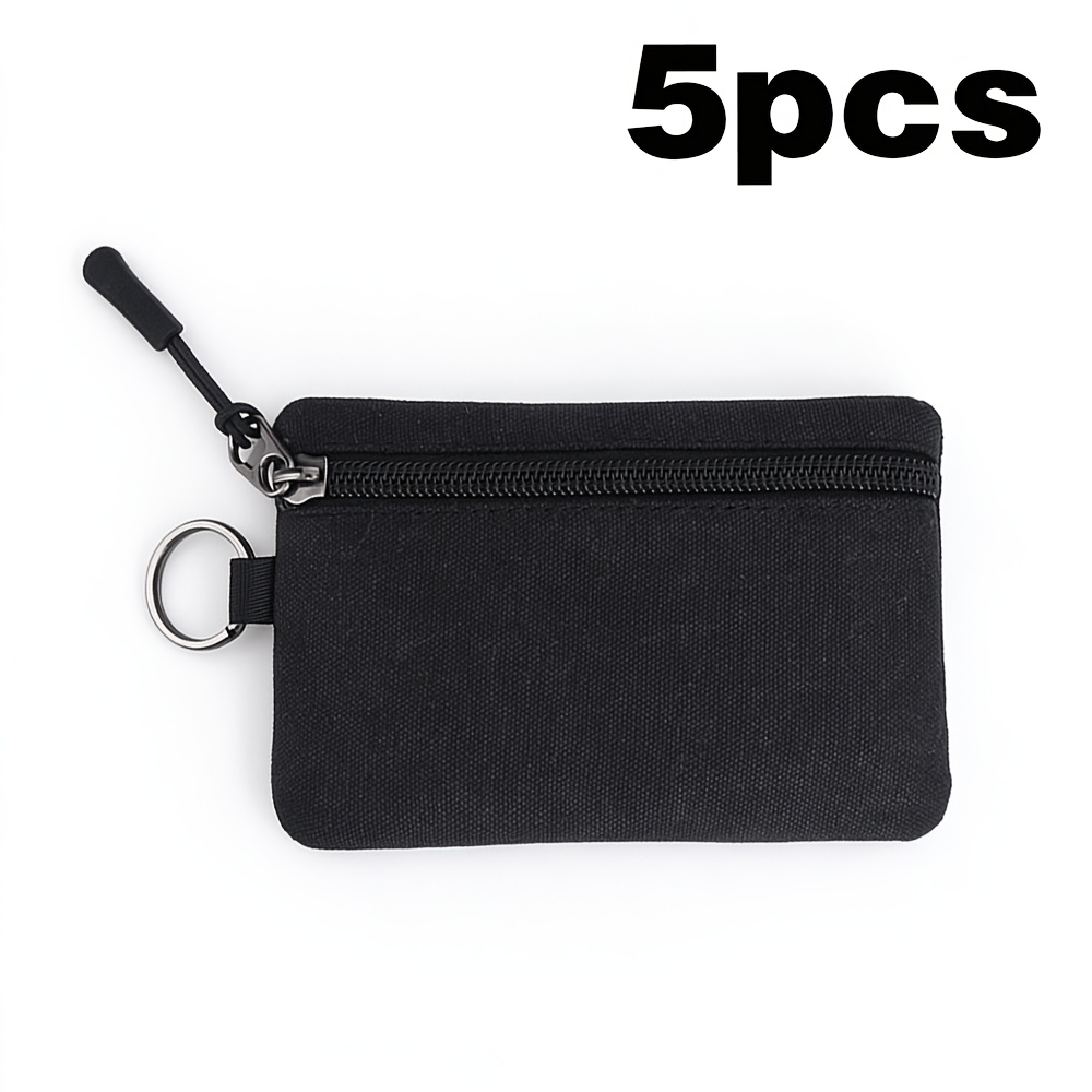 TEMU 5pcs Monederos con Personalizado, Bolsas de Almacenamiento Pequeñas con Logo//Texto Personalizado, Monederos Negros/Caqui para Llaves, Monedas,