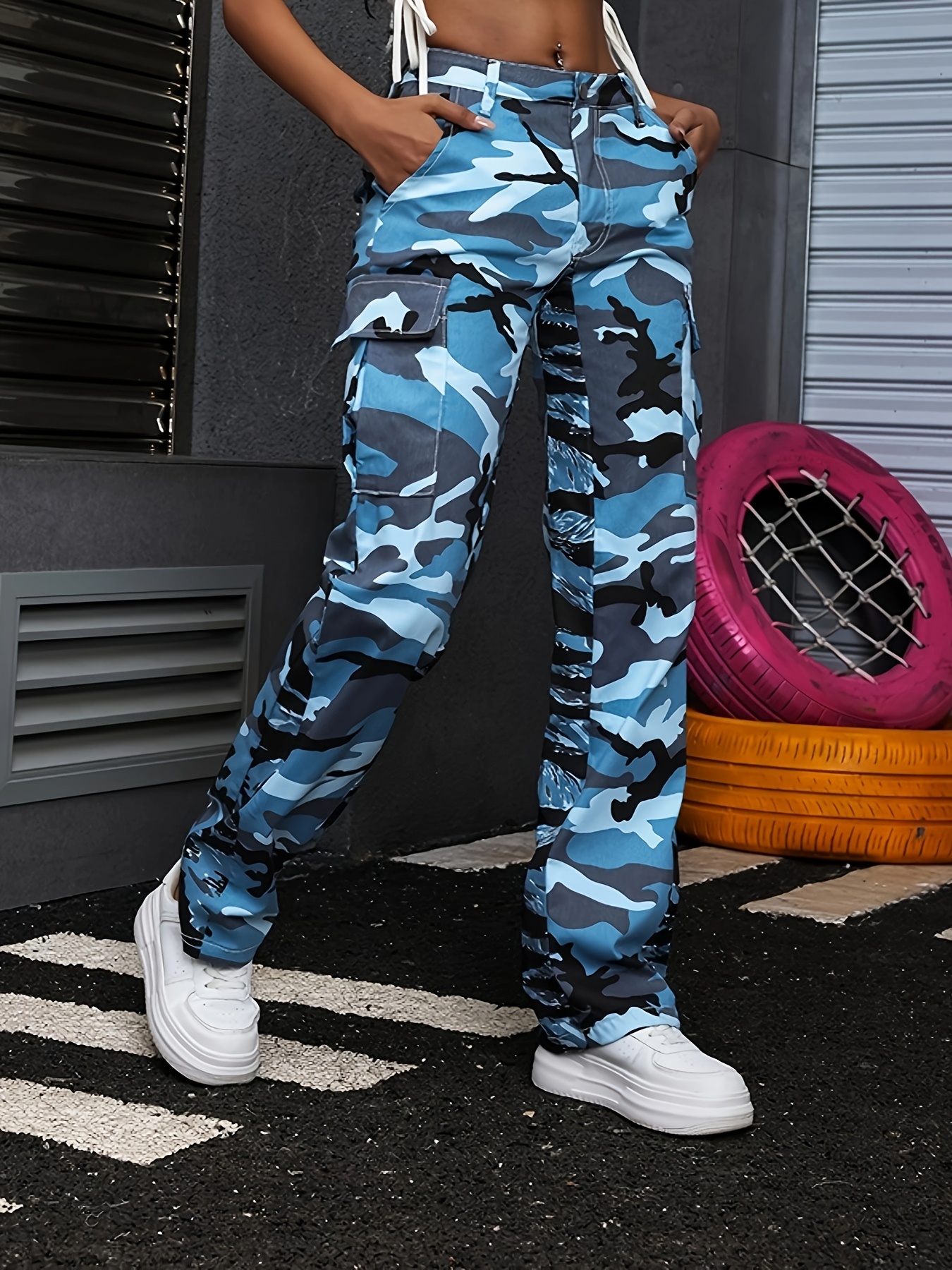 blue camo pants sold on Temu Australia
