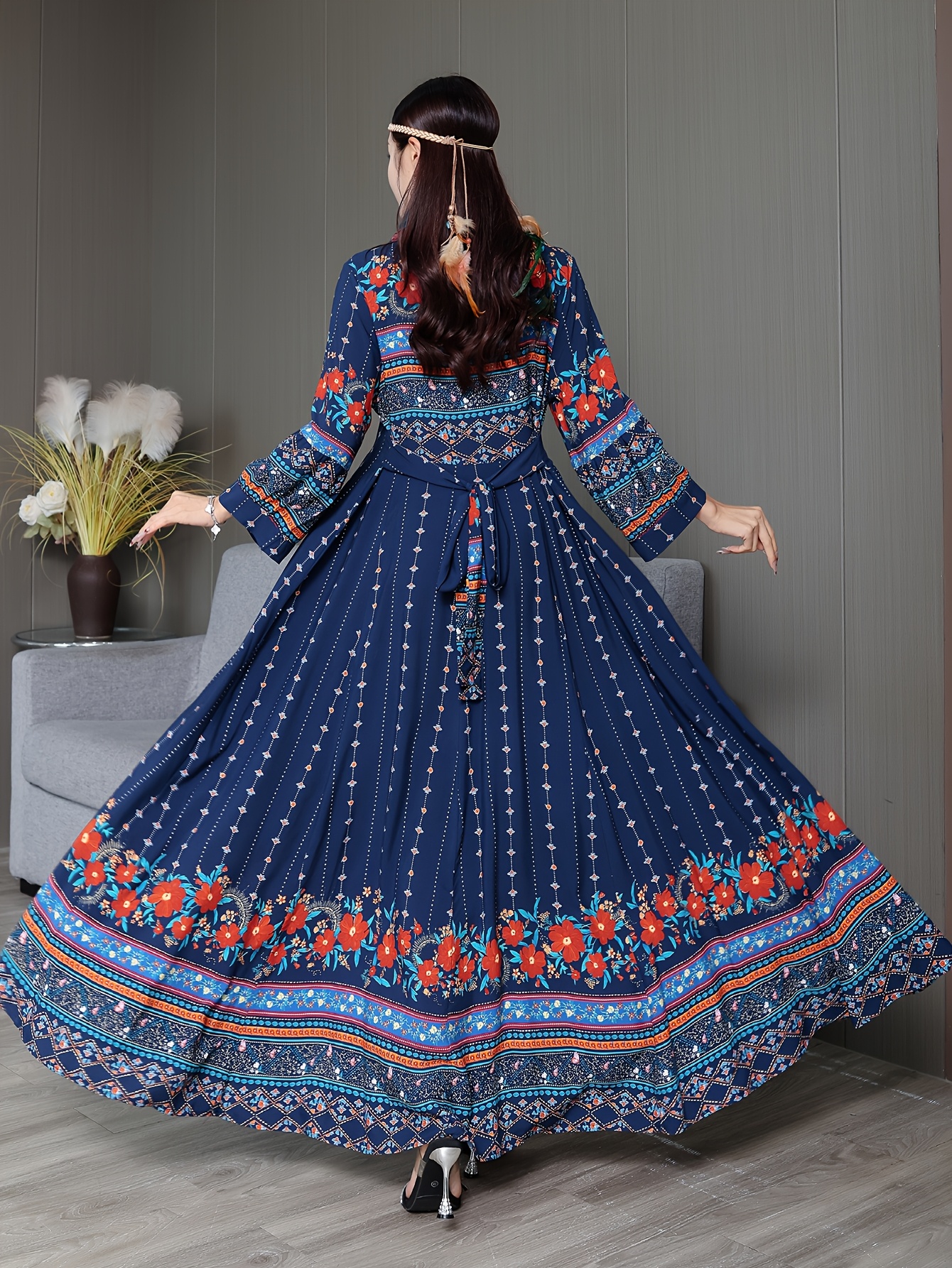bohemian style dress middle eastern embroidery featuring - Temu Canada