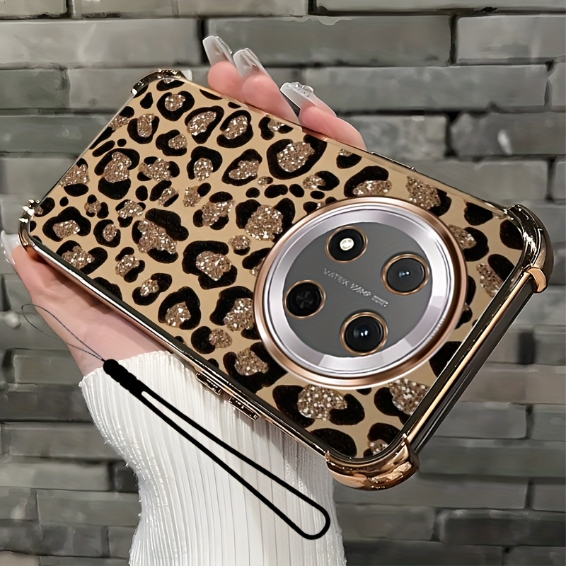 TEMU Phone Case Suitable Lite,with A Phone Lanyard,durable Protective Case Brown Leopard Print Illustration Phone Case For Women Men Girl Gift High