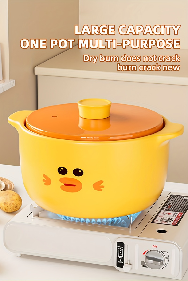 6 litre yellow duck   high temperature ceramic   for soups rice and slow cookers multi functional non stick clay pot for home use compatible with cooker   and gas   induction cookware kitchenware details 0