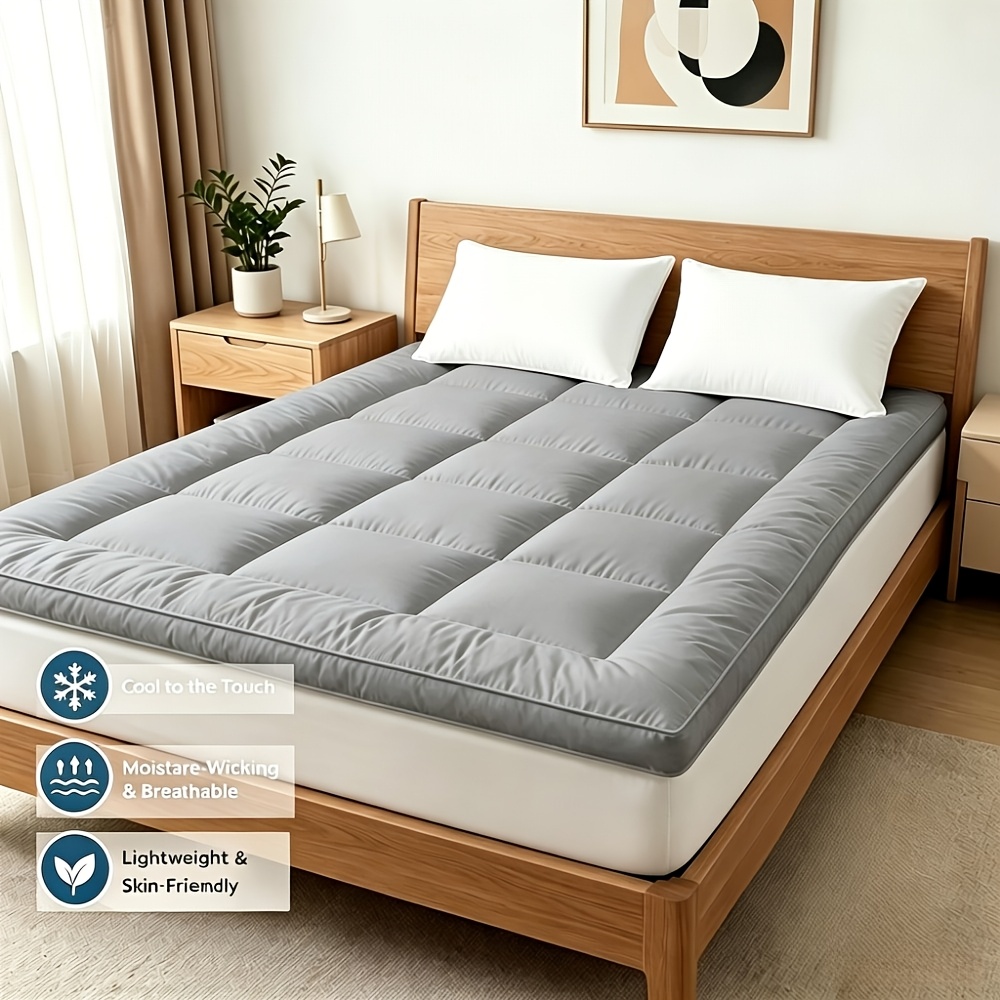 Image of Mattress Protector, Breathable Bedding Designed , Featuring 4 Elastic Corner Straps And Machine-washable. Suitable For Bedrooms, Dorm Rooms, Living Rooms, And Outdoor Camping; Ideal For All