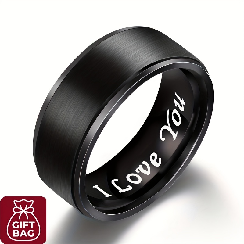 TEMU [hot Sale]1 Business Men's Valentine's Day Gift "i Love You" Ring Titanium Steel Ring Creative Letter Ring Men's Jewelry-gift For Women-daily