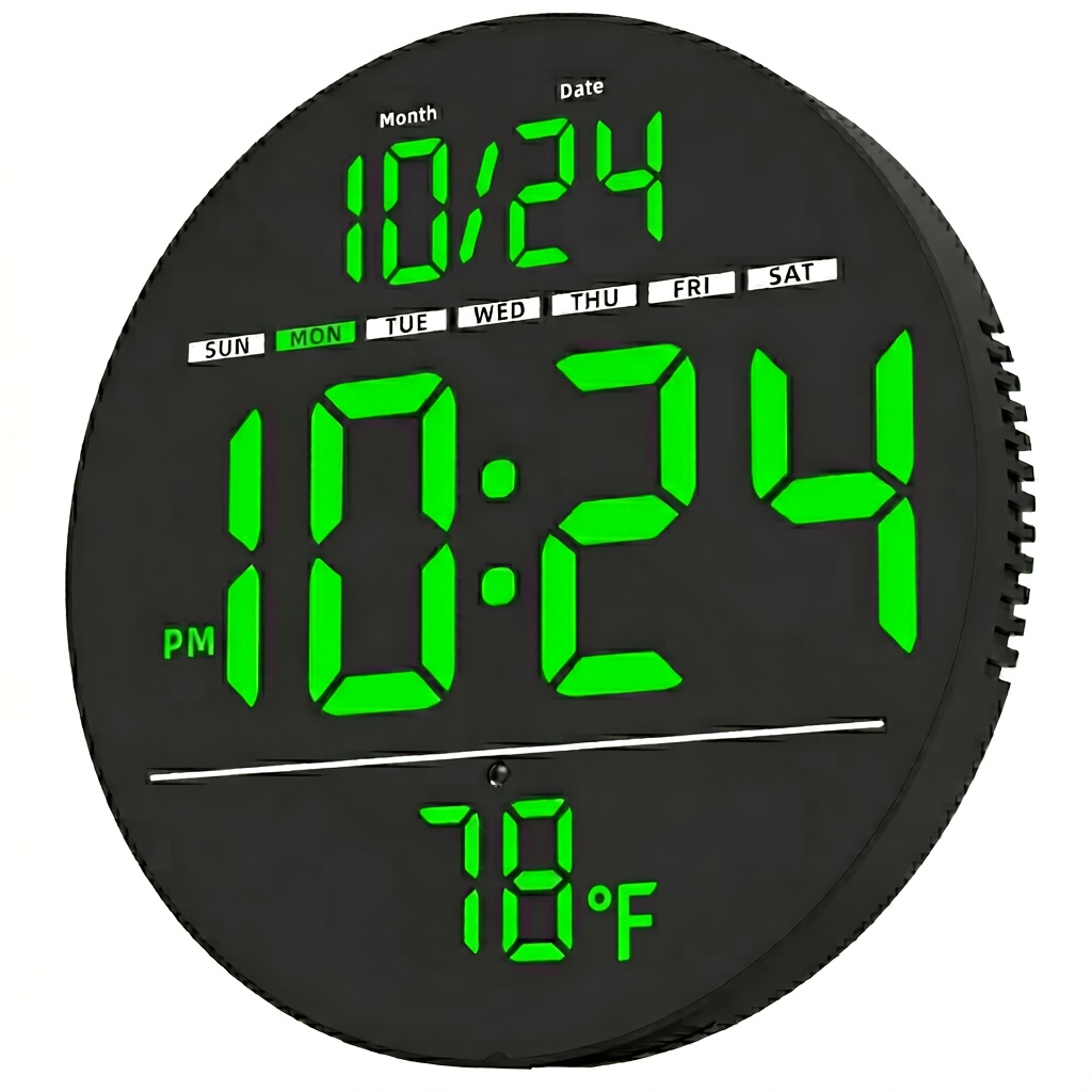 Large Display Led Digital Alarm Clock For Bedroom - 8 Inch Oversized Numbers With Auto Dimming, Temperature, Date And Day Display, 12/24h And Dst For Seniors, Visually Impaired, Heavy Sleepers