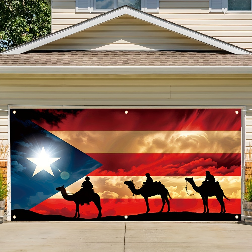 

2d Door Banner 1pc Puerto Flag Garage Door Banner, Polyester Multipurpose Banner, 157x71 Inches, With Design, For Home, Outdoor, Garden, Party Decorations, No Electricity Needed