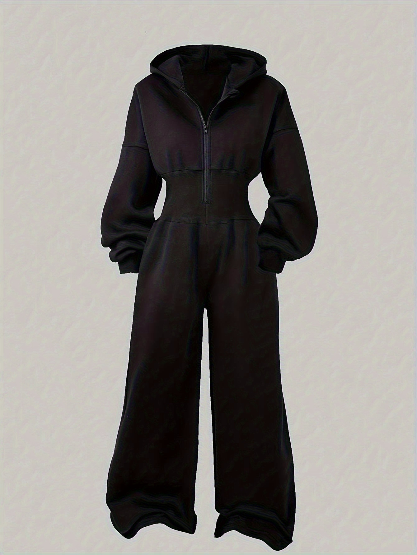 womens winter jumpsuit hooded full length wide leg romper