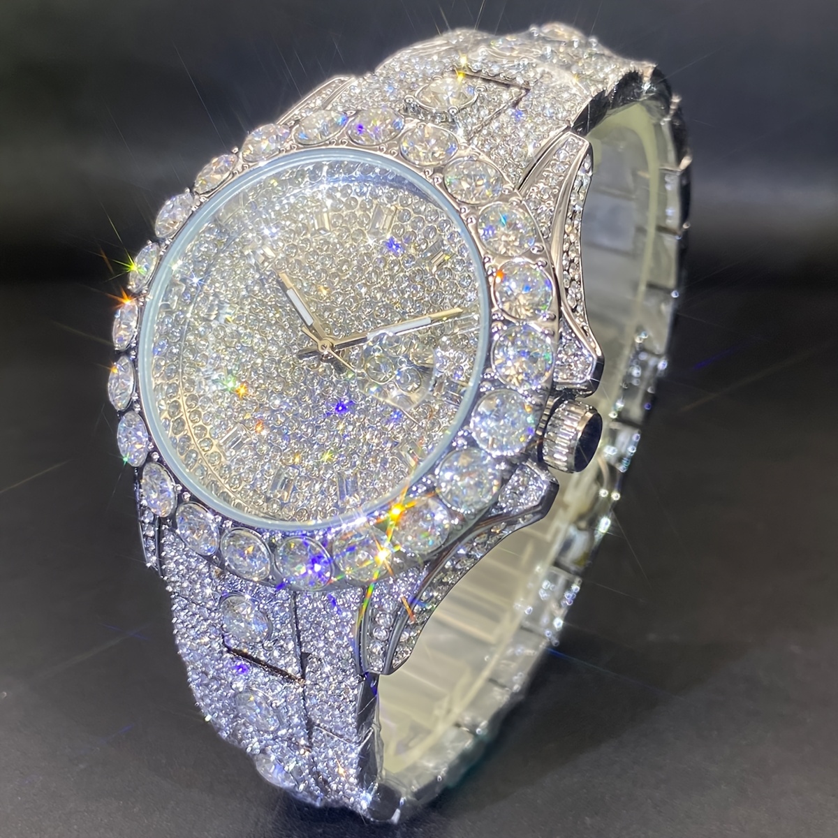 Business Rhinestone Couple Quartz Watch Calendar Luxury Out Watch Iced Hip Hop Fashion Brand