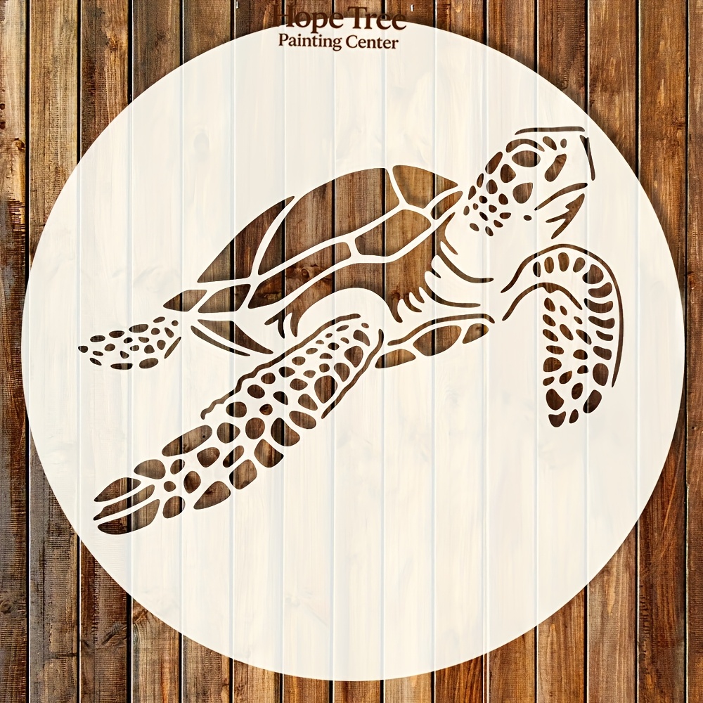 Sea Turtle Painting Stencil - 12x12 Inch Reusable PET Stencil For Walls, Canvas, Furniture Decor