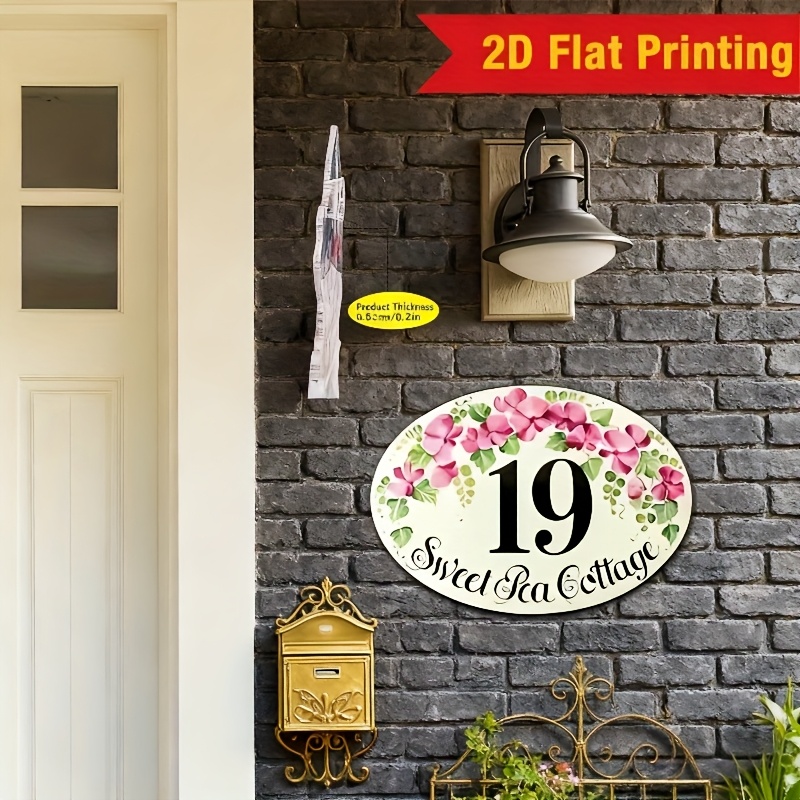 TEMU Pannello 2D per porta, numero personalizzato ovale in acrilico - Design personalizzato con e foglie - Decorazione per interni/esterni, per nuove