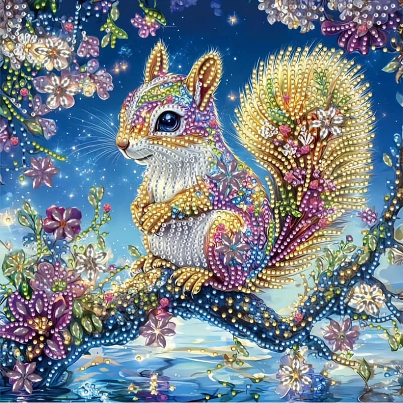 

1pc 5d Kit, Diy Special Shaped Crystal Drill Mosaic Craft, Handmade Art Gift, Party Decor, Animal Theme With Irregular Shape, Canvas Material - Squirrel Design