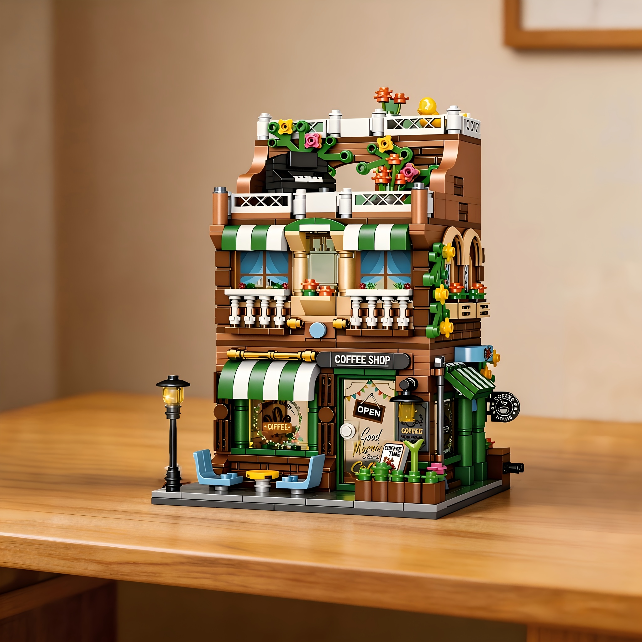 Image of Coffee Shop Shop Building Block Toys, Three-dimensional Assembly Toys, High Quality Abs Material, Suitable For Birthday Gifts, Holiday Gifts (without Box)