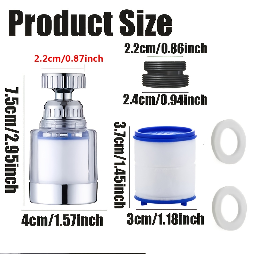 11pcs Water Filter for Sink Faucet - 360° Rotating Swivel Faucet Aerator with Filter, Water Filter Faucet, Faucet Extender for Kitchen Sink, Rotatable Splash-proof Tap Faucet Sprayer Head - Home Water Filtration System, Faucet Attachment
