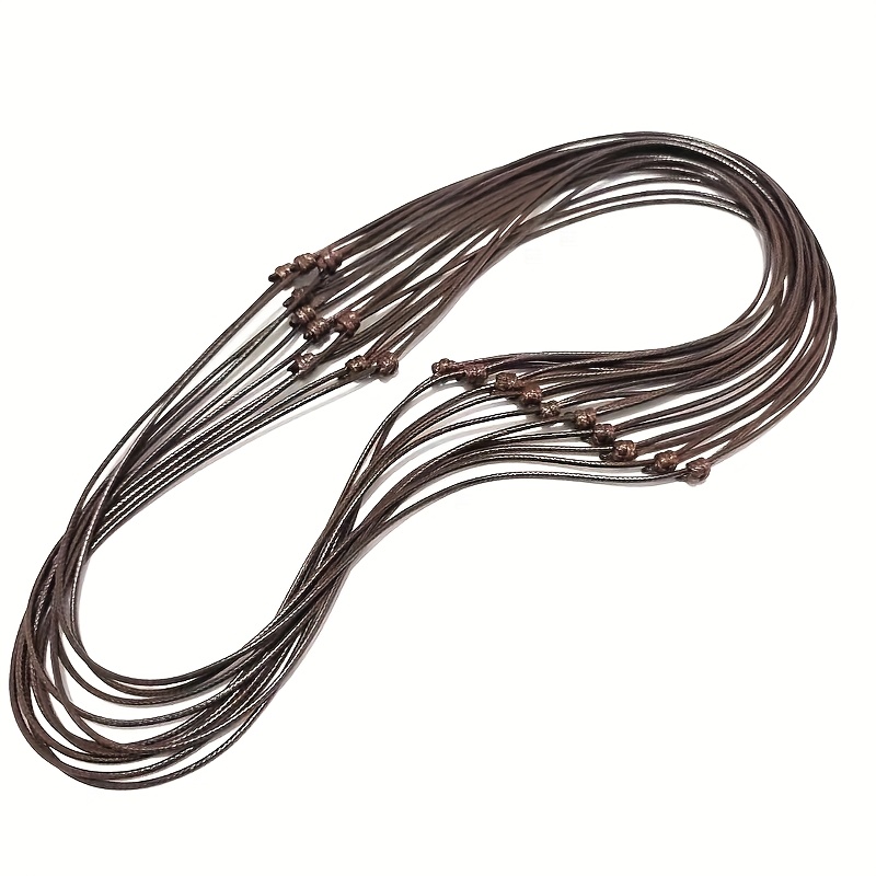 10pcs Adjustable Brown Wax Rope Necklaces, Versatile Gift