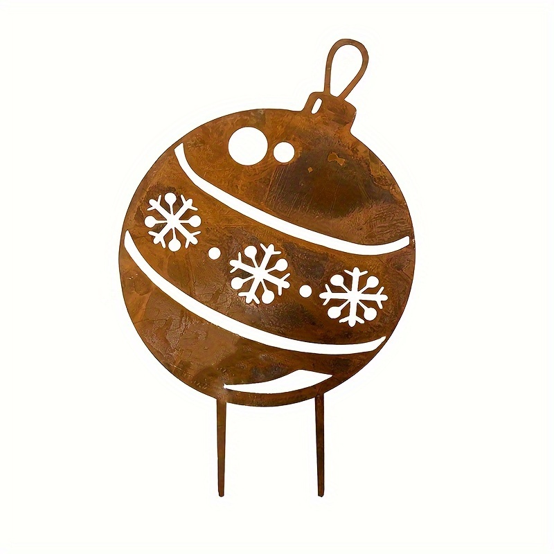 Image of 1pc Of Rusty Christmas Yard Decoration, Metal Snowman Garden Ornament, Outdoor Garden Stake For Christmas, Decor For Christmas Or Front Door Decoration