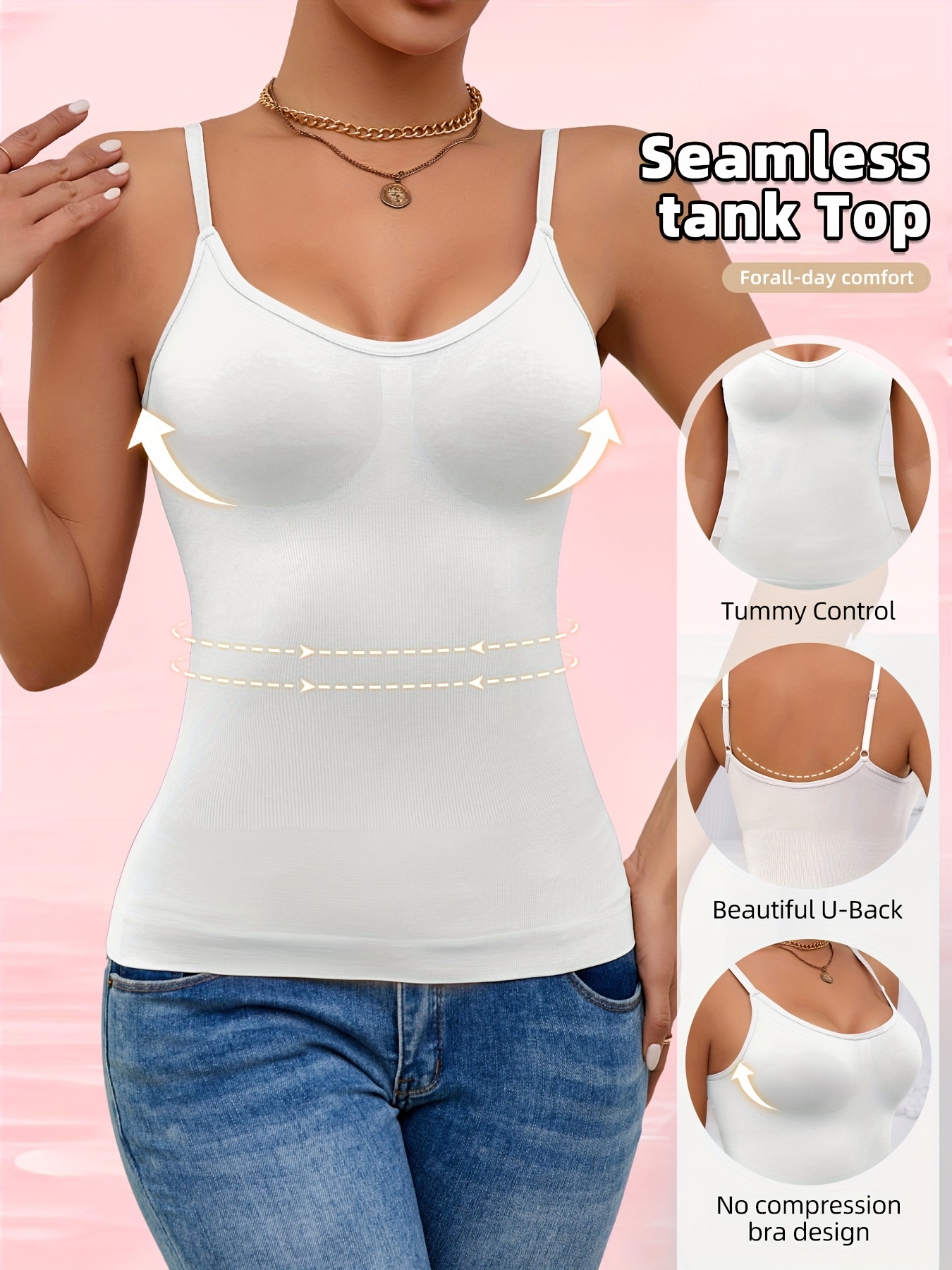 womens comfortable tummy control tank top sleeveless waist cinching sports camisole