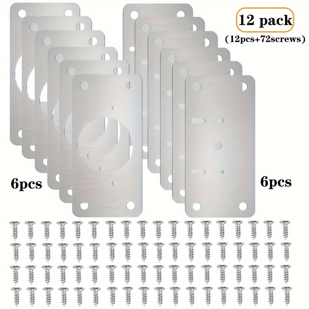 Image of 4/6/12-pack Hinge Repair Kit - Cabinet Door Hinge Repair Plate Hinge Fixing Plate For Kitchen Cupboard Door Locker Cabinet Door Hinge Repair Brackets With Mounting