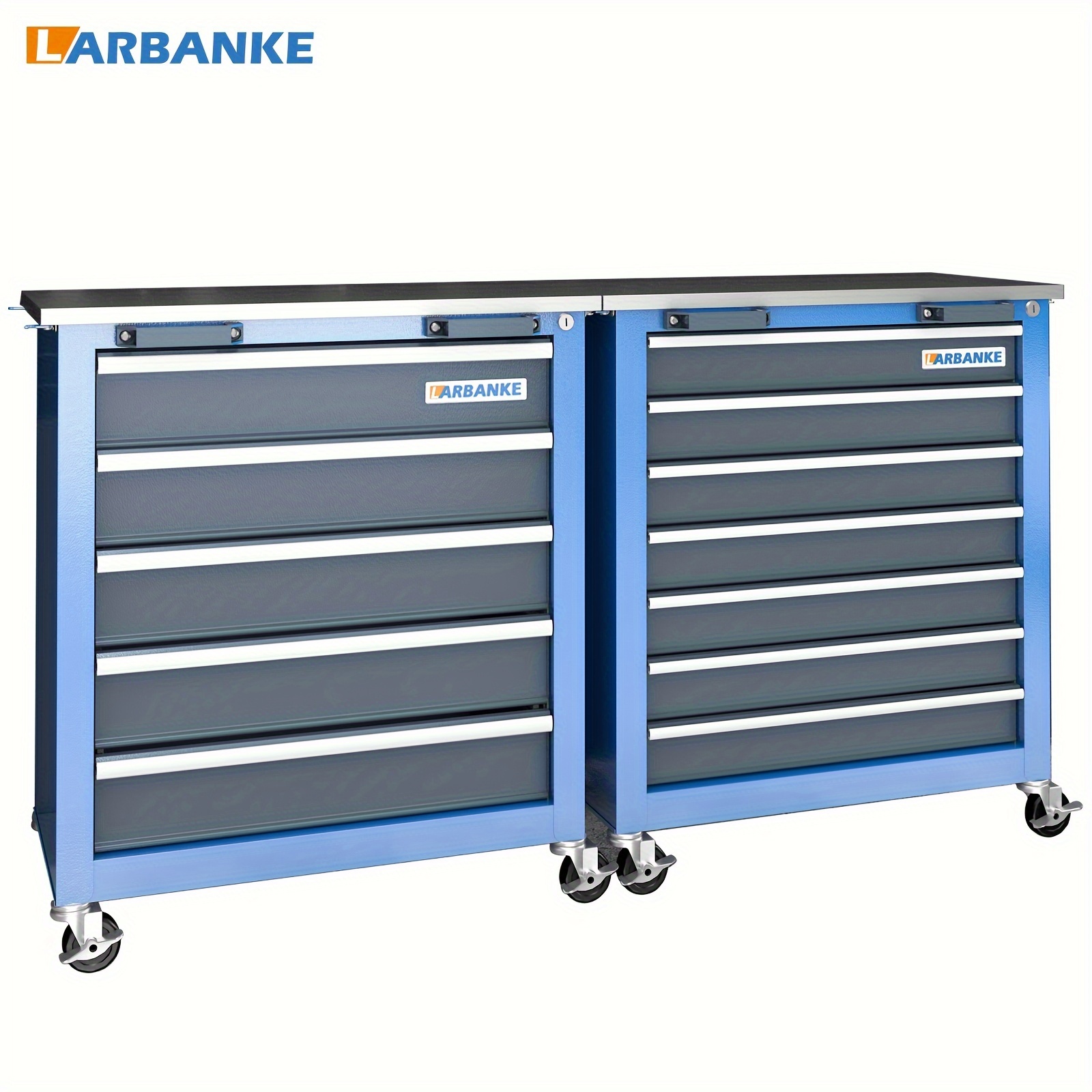 

5-drawer And 7-drawer Rolling Tool Chest Combination, Tool Cabinet On Wheels With Locking System And Drawer Liners, Tool Chest With Link And To Large Cabinet Set, For Warehouse, Garage