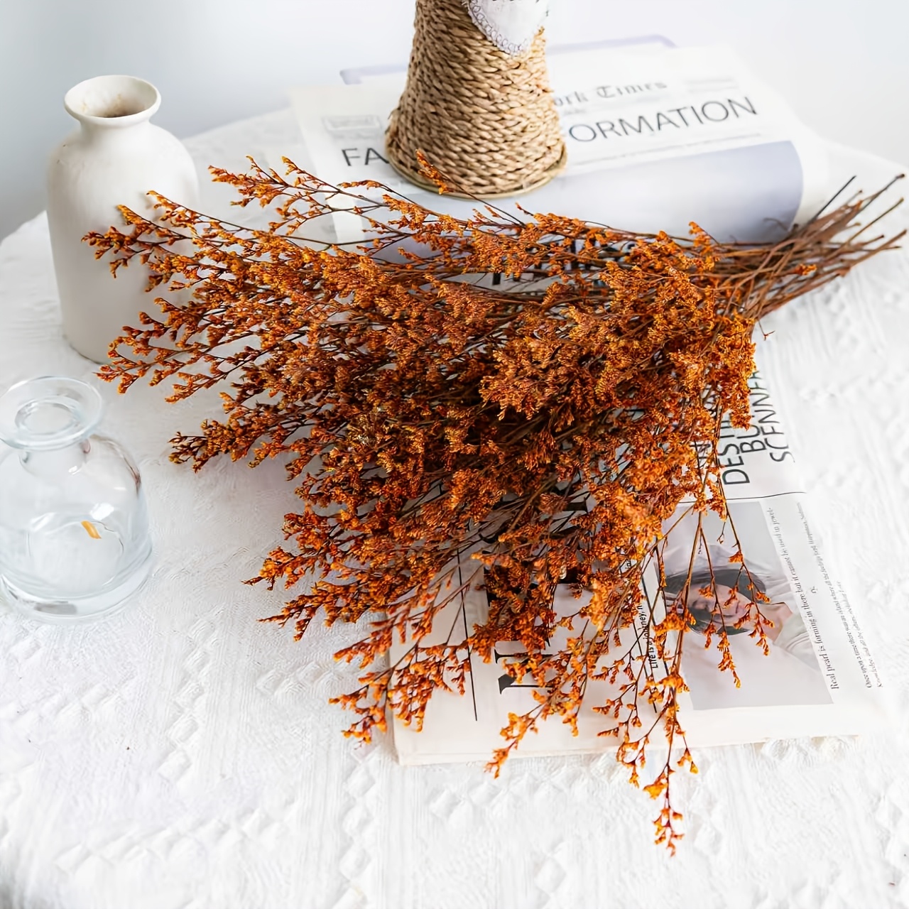 TEMU 14pcs Orange Simulated Reeds, Suitable For Autumn Home Weddings, Party Decorations, Vase Fillings, Table Displays, As Well As Seasonal