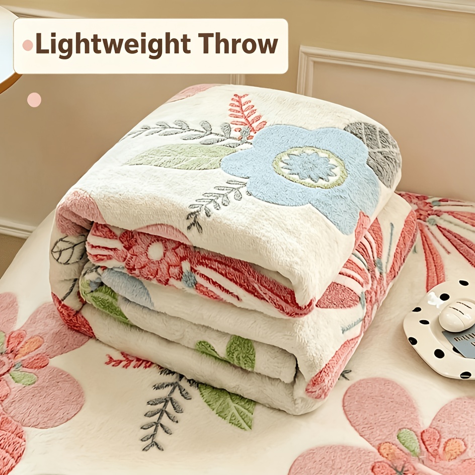 TEMU Couverture imprimée en velours à motif de neige floral, couverture de fête, couverture de pour et la climatisation, couverture de lit