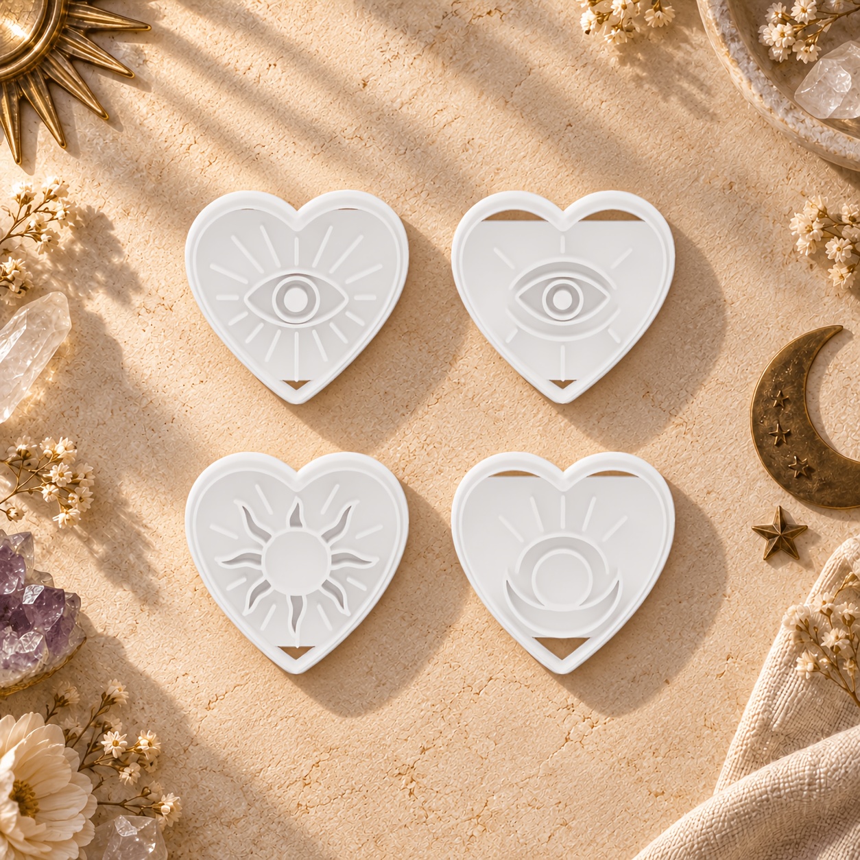 TEMU 4pcs Mysterious Clay Cutter, Various Mysterious Clay Molds, Mysterious Shaped Clay Molds, Suitable For Christmas, Halloween, Daily Scene Jewelry
