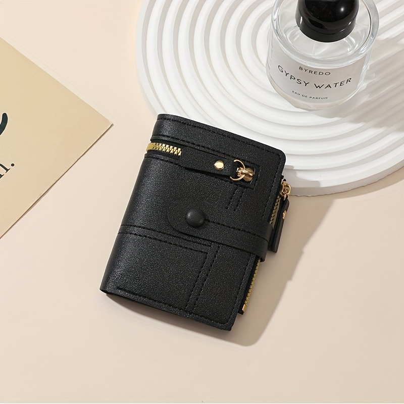 Image of Women's Fashionable Multi-zipper Clasp Short Wallet, Large Capacity, Coin Purse, Foldable, Multi-functional, Mini Handbag, Multi-card Slots, Credit Card, Id, And Passport Holder