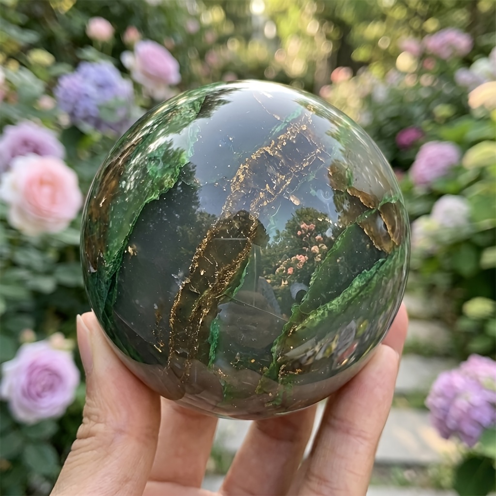 Green African Sphere, Decorative Stone Ball for Home Decor