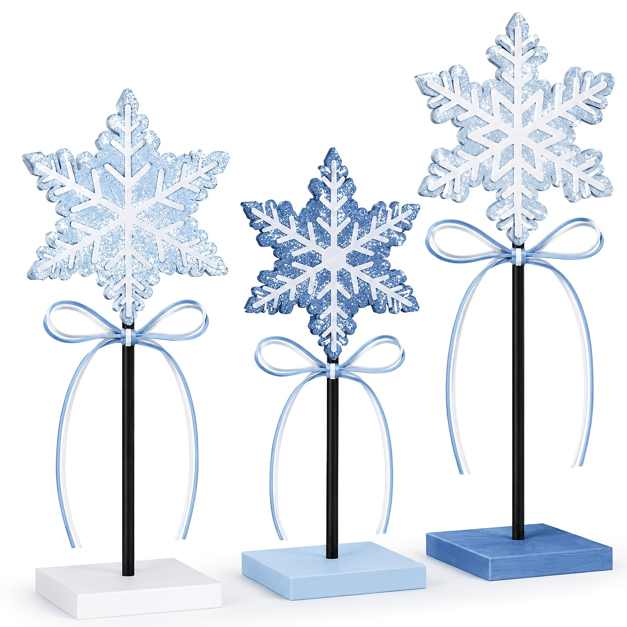 TEMU Wooden Snowflake Table Decor Winter Decoration Snowflakes Table Centerpiece Standing Snowflakes Tabletop Signs Tabletop Gift For Home Desk Party