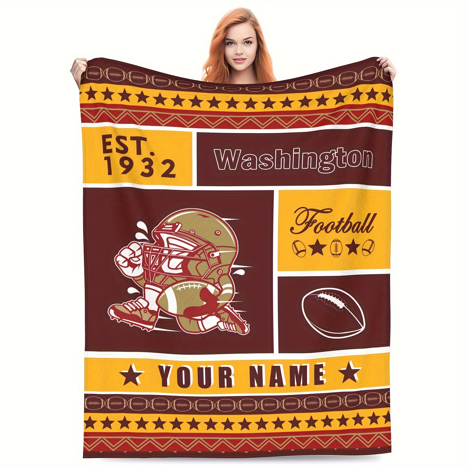 

A Custom Football Blanket - Personalized Name, Perfect Gift For Fans, Ideal For Beds, Sofas Or Travel, Perfect Personalized Gift Idea