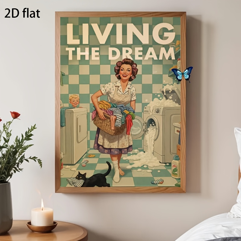E-shop 2D Flach, 1 ungerahmter Leinwand-Kunstdruck Poster - Vintage-Druck, 1950er-Jahre-Stil feines Poster, Vintage-, humorvolle Dekoration,