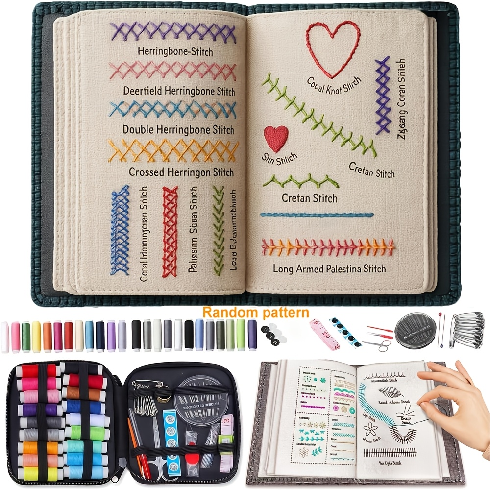 Embroidery Stitch Book Kit for Beginners with Tools