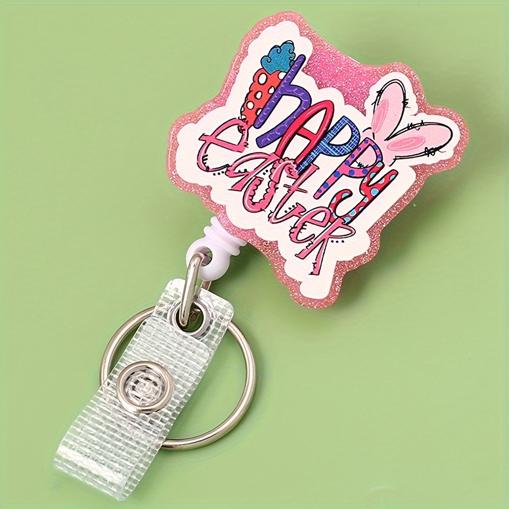 Happy Easter Telescopic Id Badge Holder Keychain Acrylic - Temu