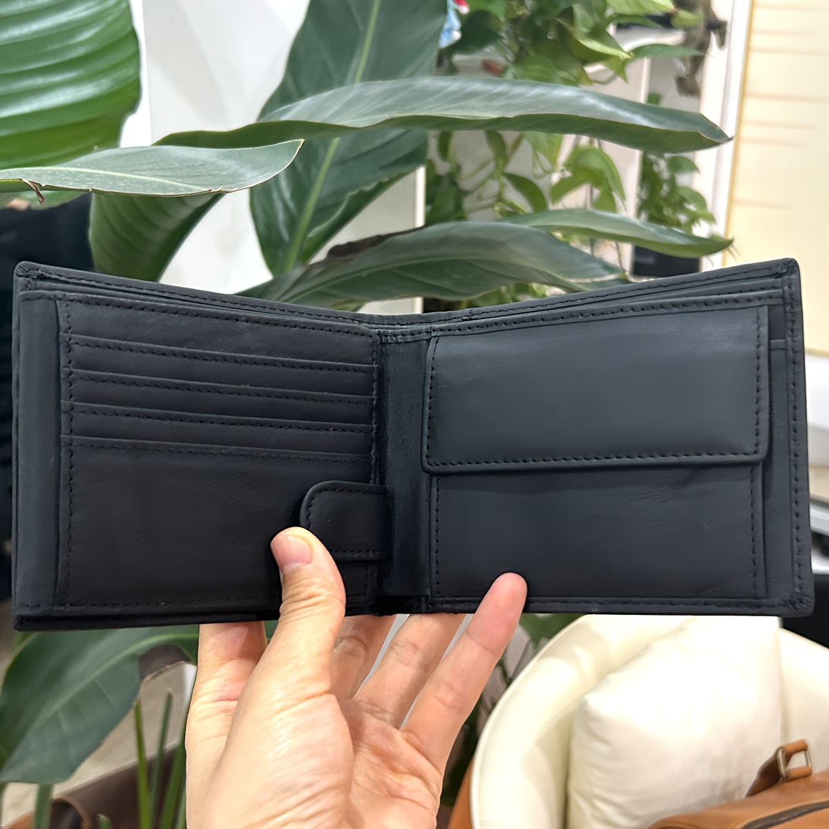 Genuine Leather Men's Short Wallet With Multi-card Slots, 3-fold Coin Purse With Rfid Anti-theft Function