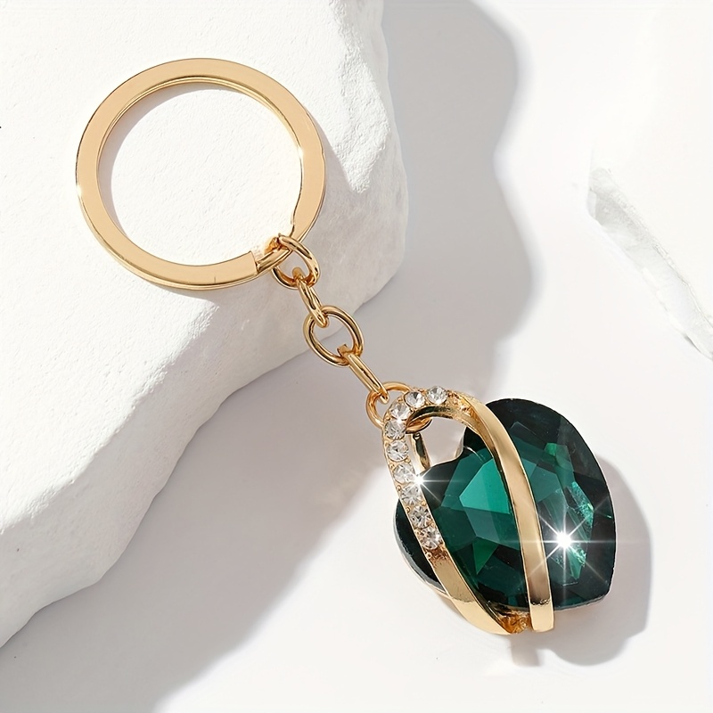 TEMU 1 Llavero moderno y exquisito de , incrustado con diamantes de y adornos de vidrio, adecuado para la decoración diaria de llaves de bolsos de
