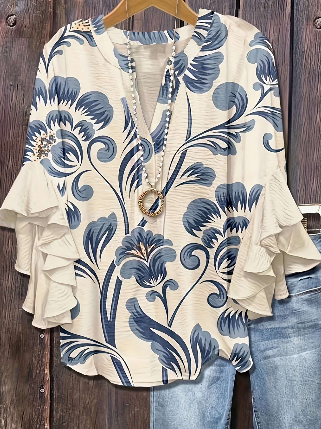 item picture elegant womens shirt with sleeves and a v neck casual vacations