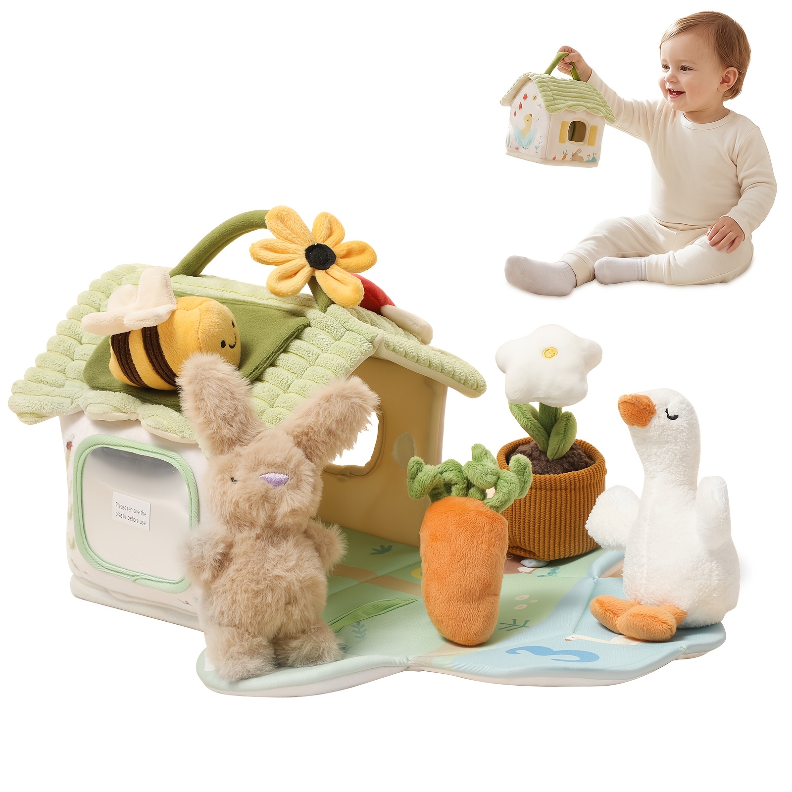 Image of Baby Cartoon Animal Grasping Toy, Toddler Interactive Play, Cute Rabbit Toy For Babies, Cartoon Carrot Shape Hand Movement Training Infant Early Education Starter Toy