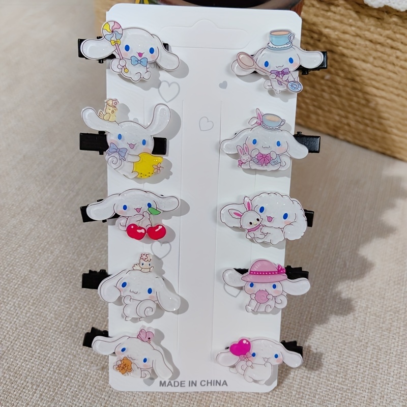 Image of Set Of 10 Cinnamoroll-themed Hair Clips - Cute Decorative Bobby Pins And Stylish Hairband Additions, Ideal For , A Wonderful Holiday Present For And Women, For Halloween