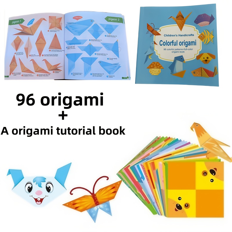 [great Value 96 Sheets + Free Book] Large Size Colorful Origami Craft Kit Square Origami English Tutorial Book Paper Cutting