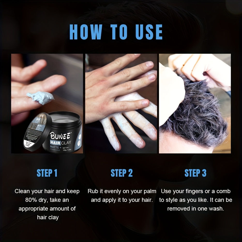 BUNEE Pâte à Cheveux Mat pour Hommes - Tenue Forte, Formule Hydrosoluble, Stylage Longue Durée, Sans Écailles/Résidus, Facilement Lavable, Tous Types de Cheveux, 4.2oz Le Cadeau Idéal pour la Fête des Papas
