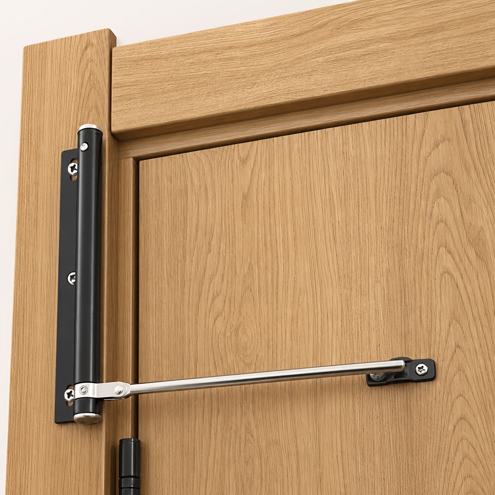 TEMU Automatic Door Closer, Durable Metal Door Closer For Home, Adjustable Catch Speed, With Arm, Screws And Wrench, Safety Spring Door Closers, Auto