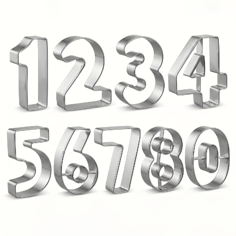 Cihini-9pcs Cookie Cutter Set, Style: Numbers, Material: 430 Stainless Steel, Features: , Convenient For Storage, Easy To Clean