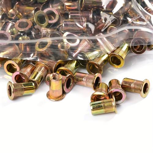 item picture 860pcs rivet nut kit sae rivet nuts assortment 6 32 8 32 1 4 20 5 16 18 3 8 16 1 2 13 plated carbon steel insert threaded rivet nut tool kit with case for industrial projects