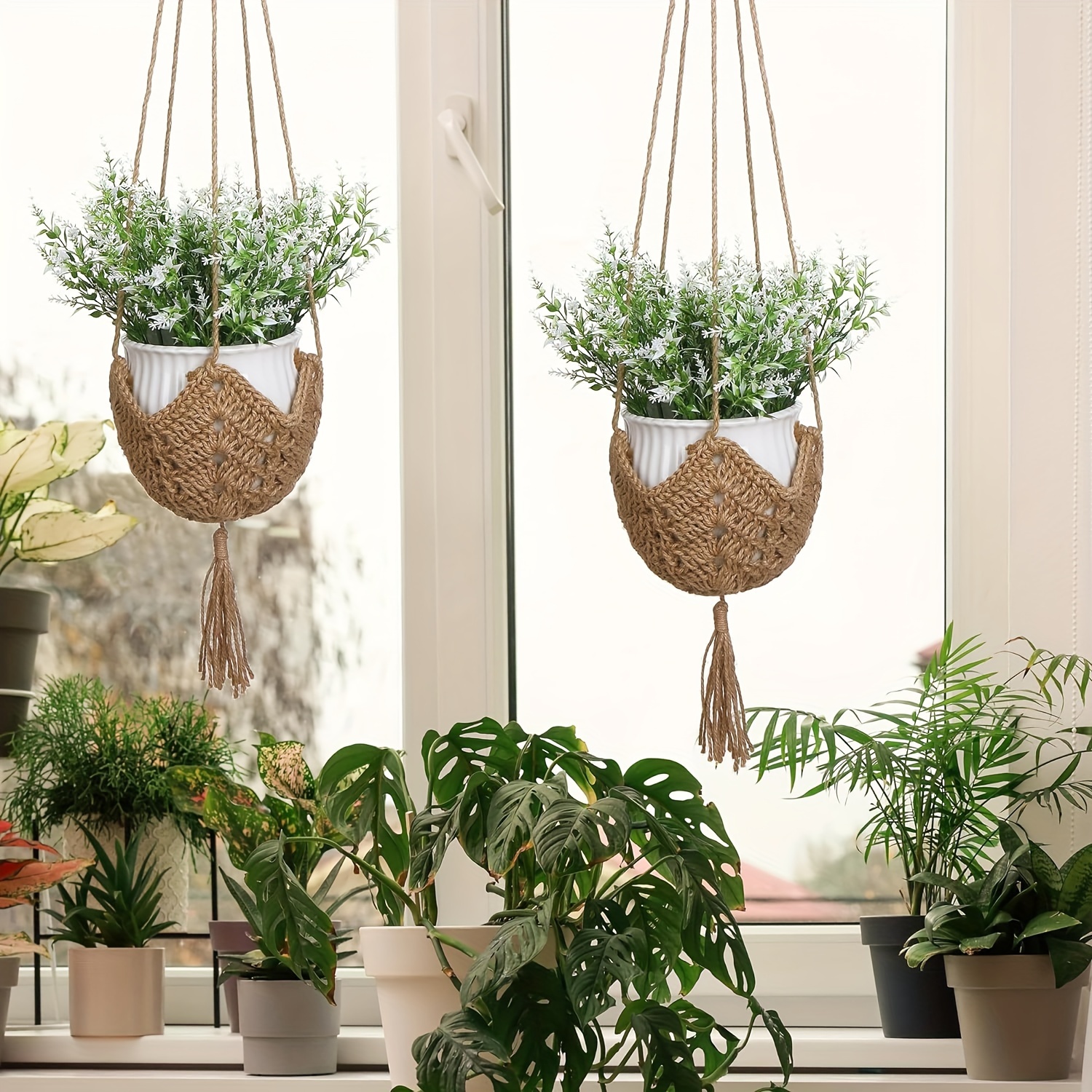 1 pack macrame plant hanger jute crochet plant indoor boho - Temu Malaysia
