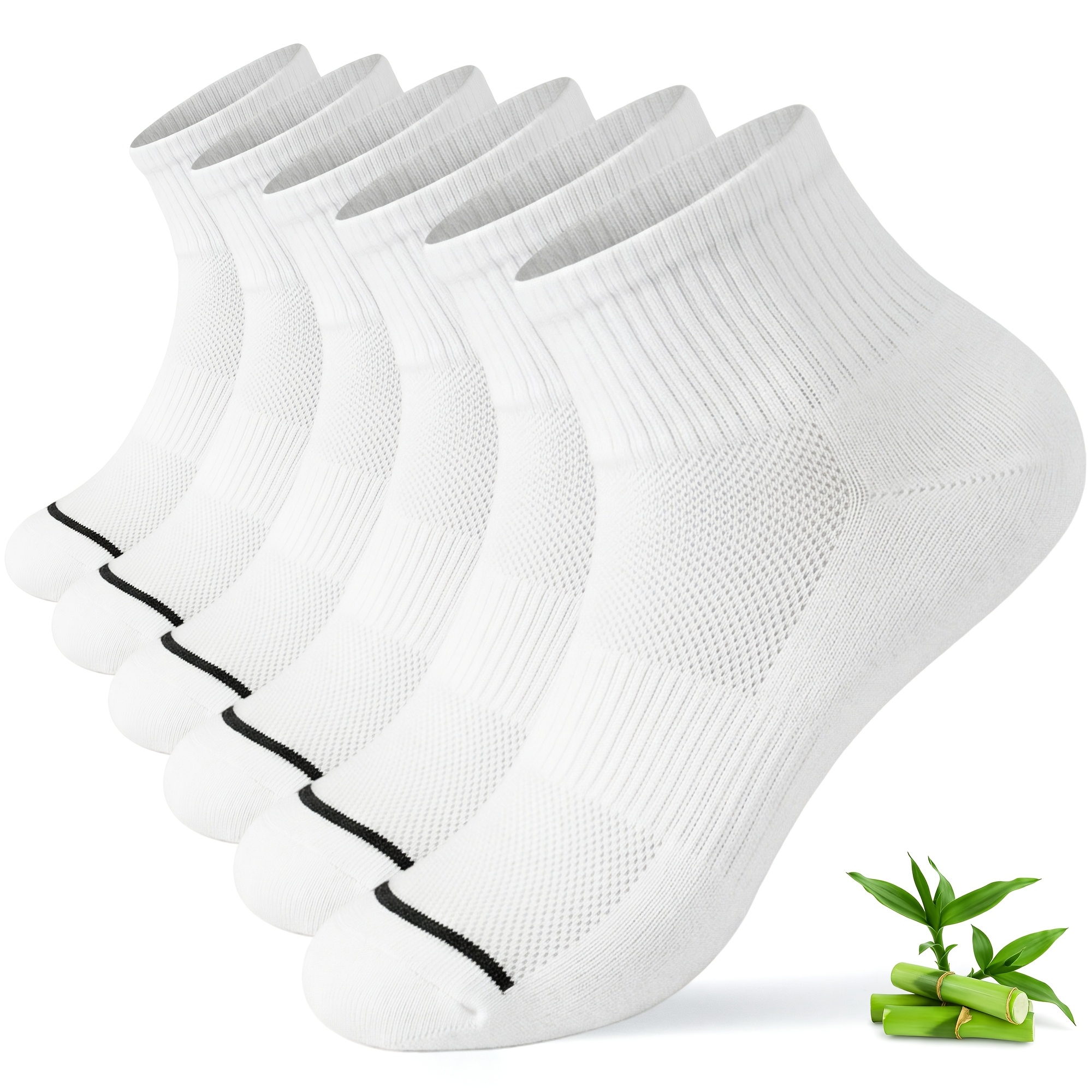 Image of 6 Pairs Bamboo Fiber Suitable For , Ankle Socks With Bamboo Fiber, Breathable Lightweight Short Socks For Athletic, Casual Wear, Gym, Everyday Use - Solid Color Bamboo
