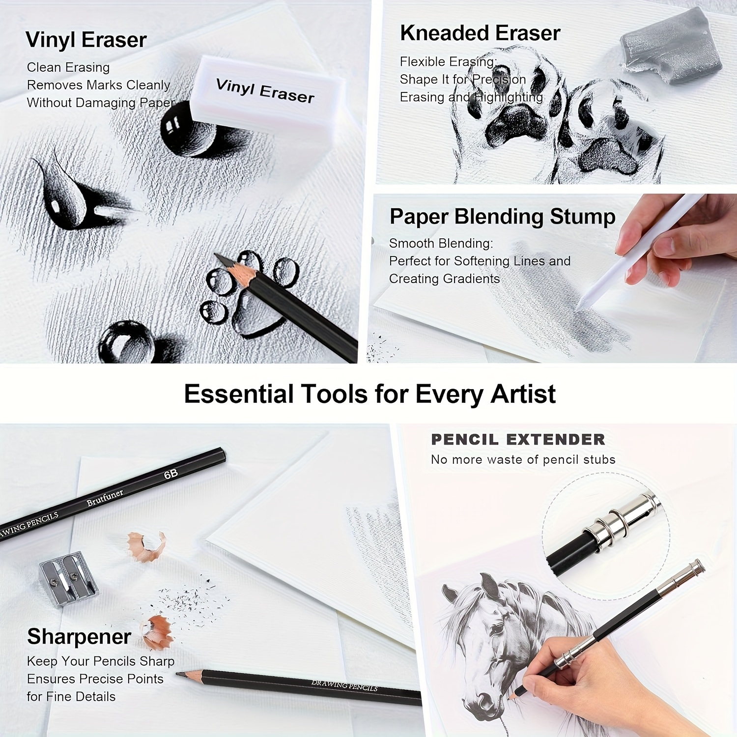 44/64pcs Drawing Set with Graphite & Charcoal Pencils