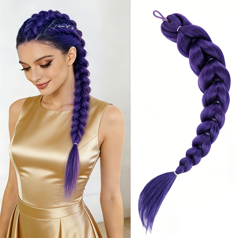 Purple Ponytail Extension With Elastic Tie Straight Sleek Wrap Around Braid Ponytail 26 Inch (purple)