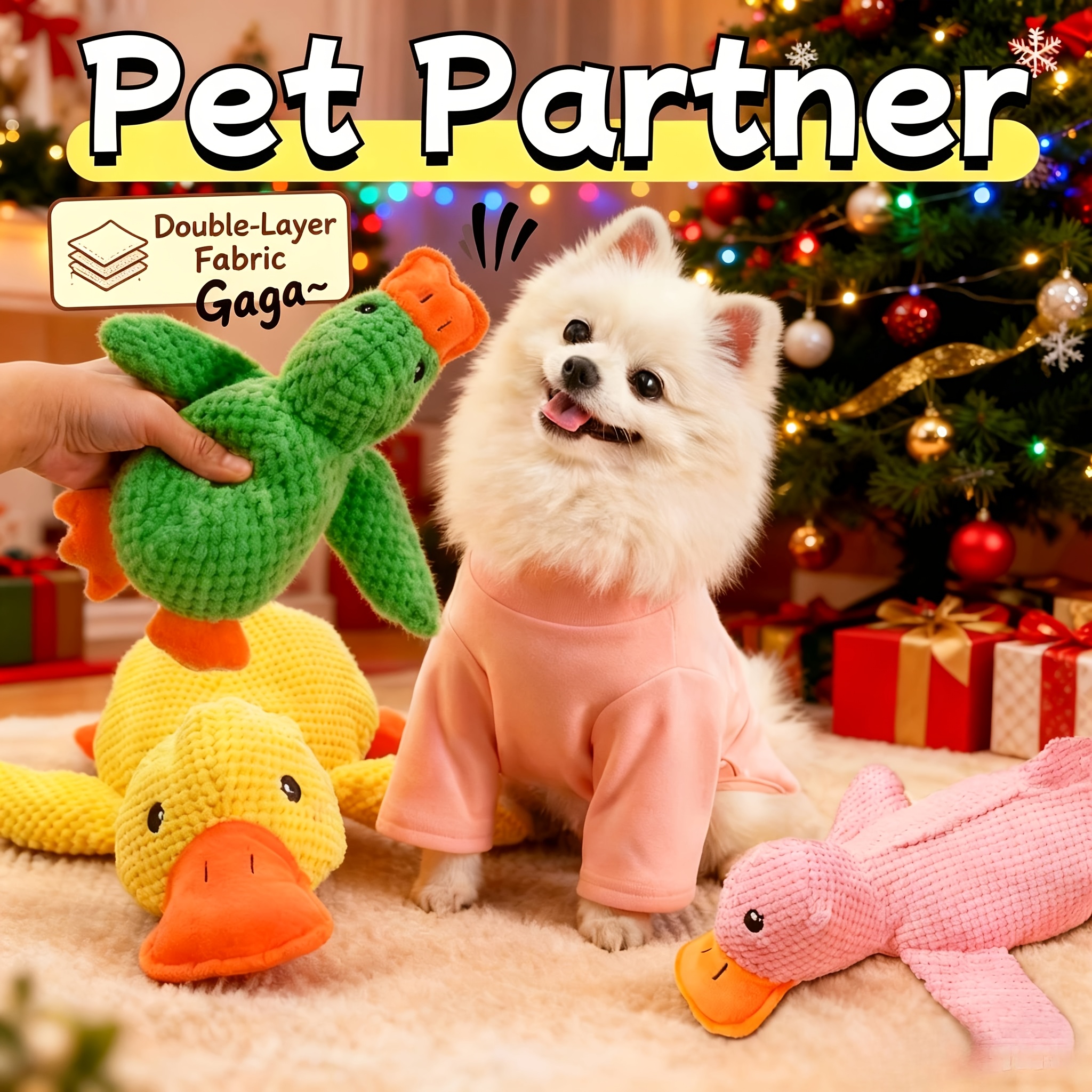 Interactive Yellow Duck Doll with Squeaking Sound for Pets