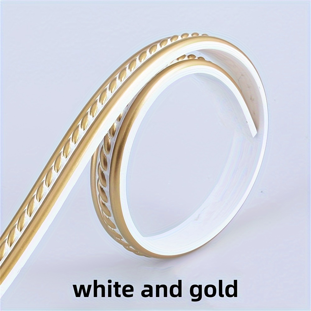 TEMU 1mx2cm Flexible Molded Pvc Decorative Wall Ornaments, Self-adhesive Ceiling Trims, Cabinet Borders, And Mirror Frame Decorations