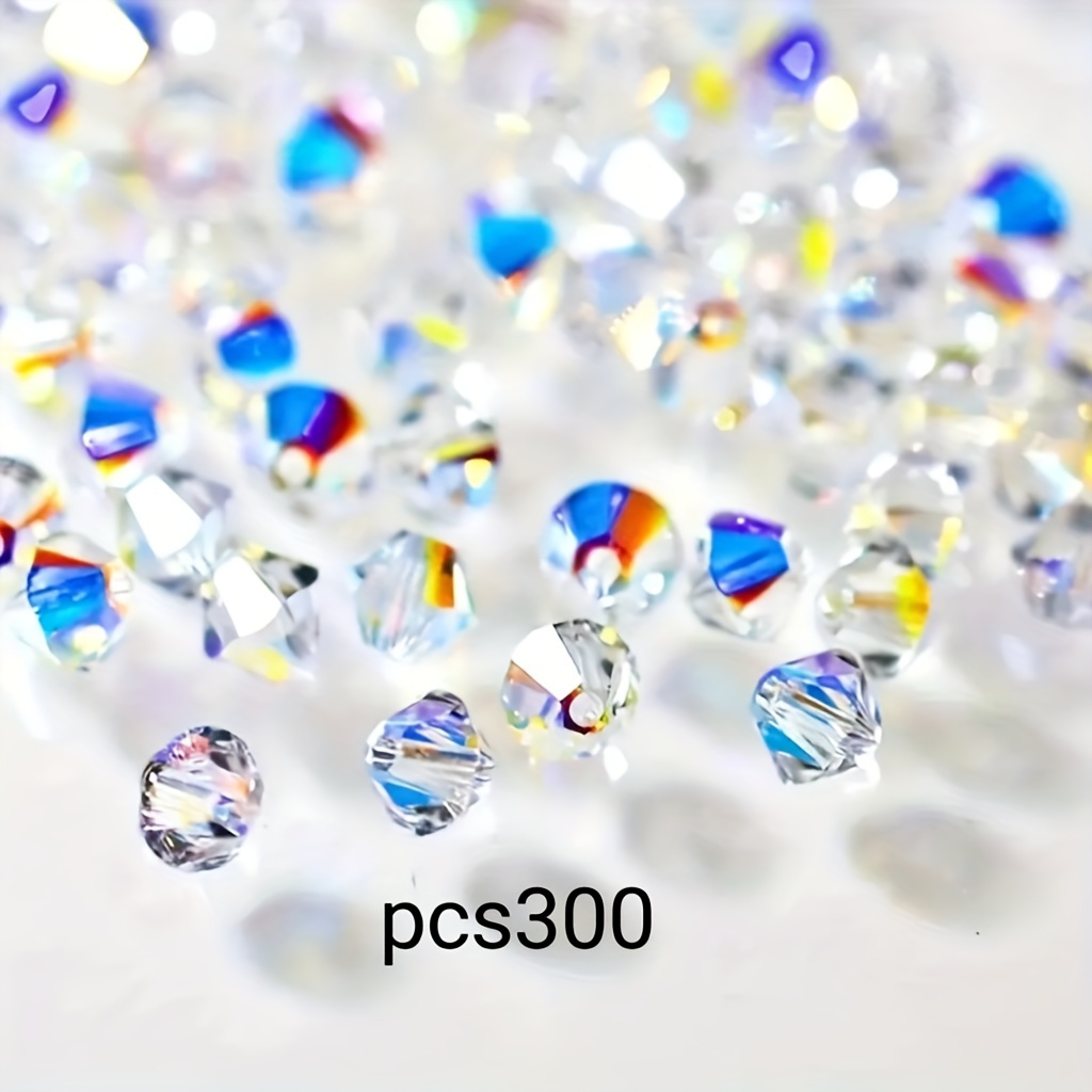 TEMU 300 Loose Beads, Colorful Glass Woven Jewelry Beads, Diamond-shaped Beads, Pointed Beads