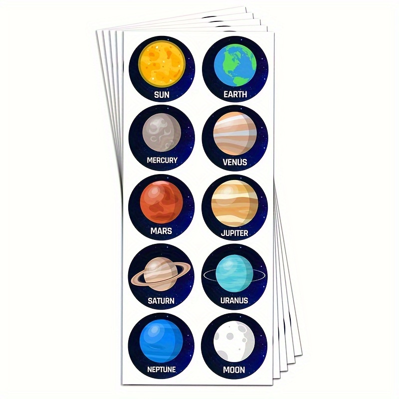 

100pcs 1.5" Space Planet Stickers For - Self-adhesive Solar System Labels With Planet Names, Parties, Events & Educational Fun, Science Supplies | Designs | Paper Material