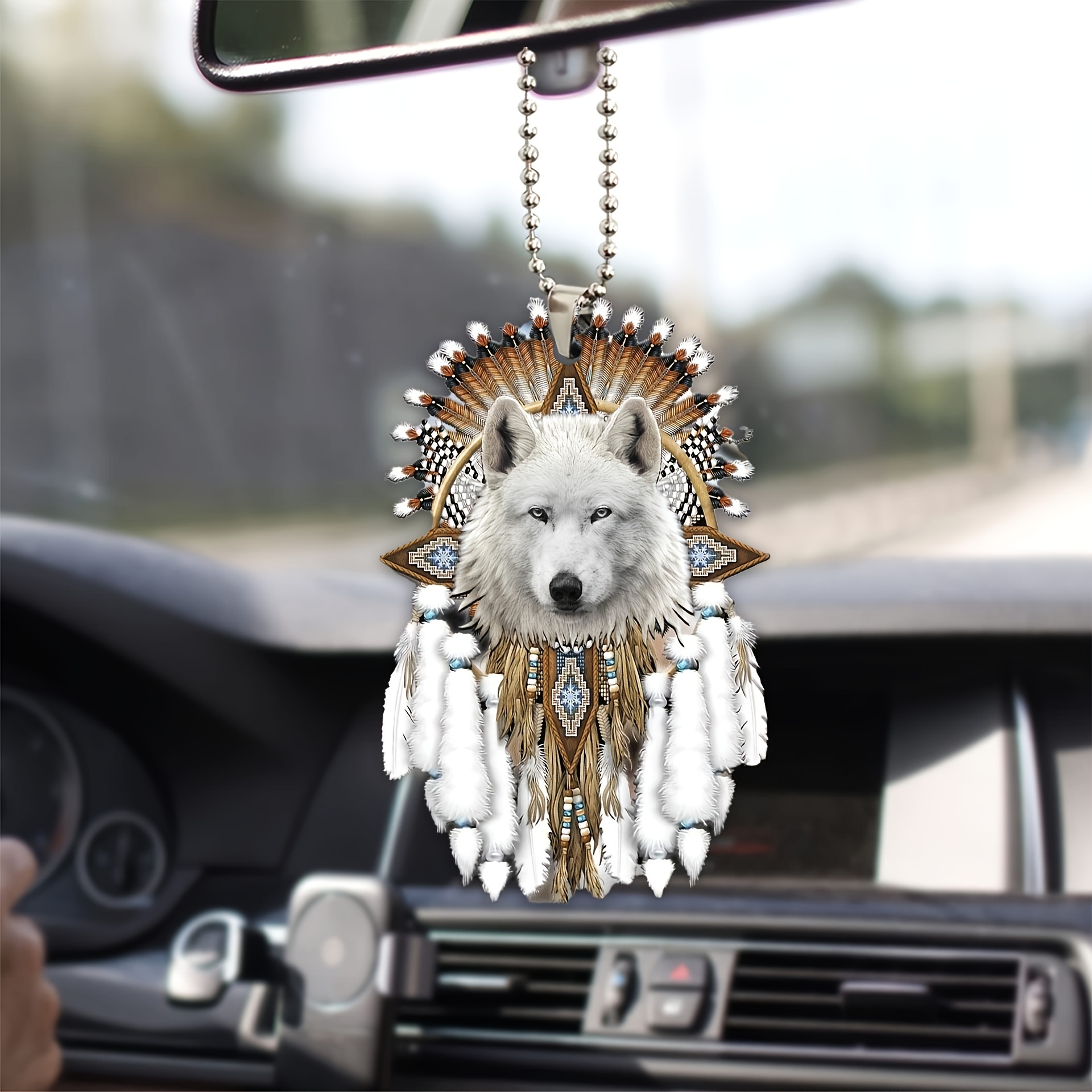 

2d Acrylic White Wolf Keychain - Suitable For Car Mirrors, Bags, And Decorations